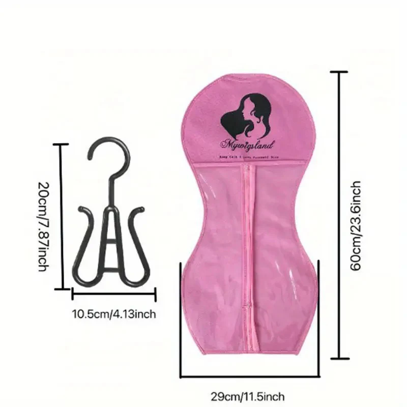Wig Storage Bag With Hanger Dustproof Portable With Zipper Wig Showcase Bag Foldable For Multiple Wigs & Accessories Unisex
