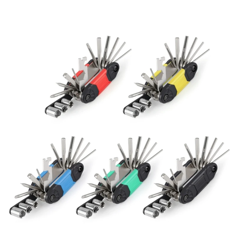 16 In 1 MultiFunctional Bikes Repair Tool Bikes Foldable Repair Tool Socket Wrenches Foldings Bikes Essential Tool