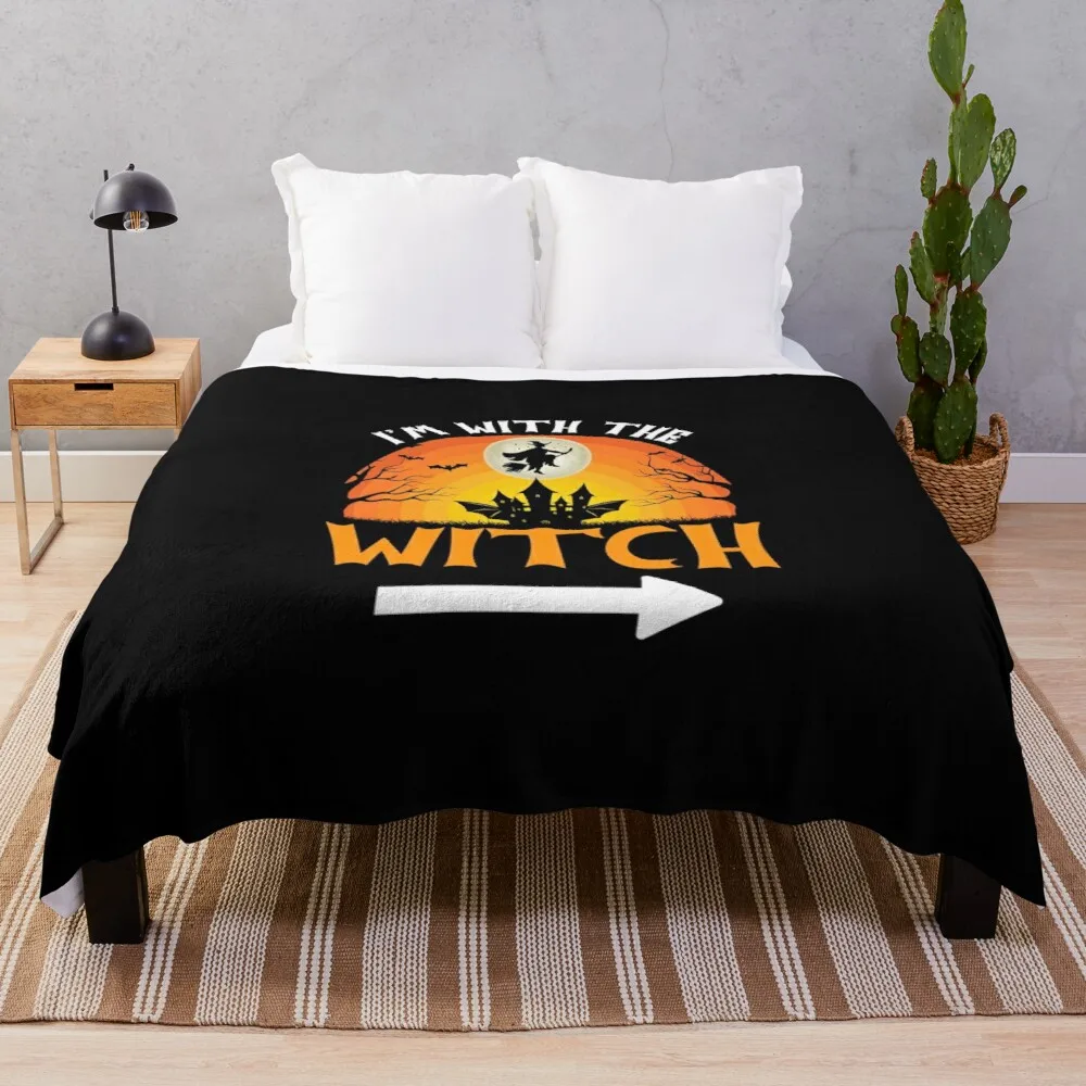 

Halloween I Am With The Witch Birthday Throw Blanket Luxury Thicken Fleece Blanket