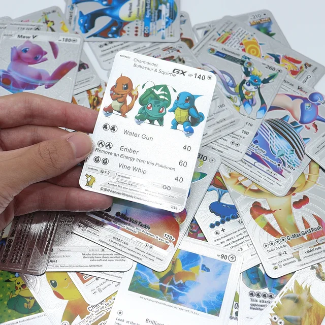 11-110pcs Pokemon Flash Rainbow Cards Gold Silver Shiny Vmax GX EX