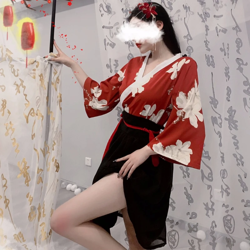 

Традиционное японское кимоно с юбкой, модный пикантный комплект нижнего белья с высокой талией, классические женские Танцевальные Костюмы для ролевых игр