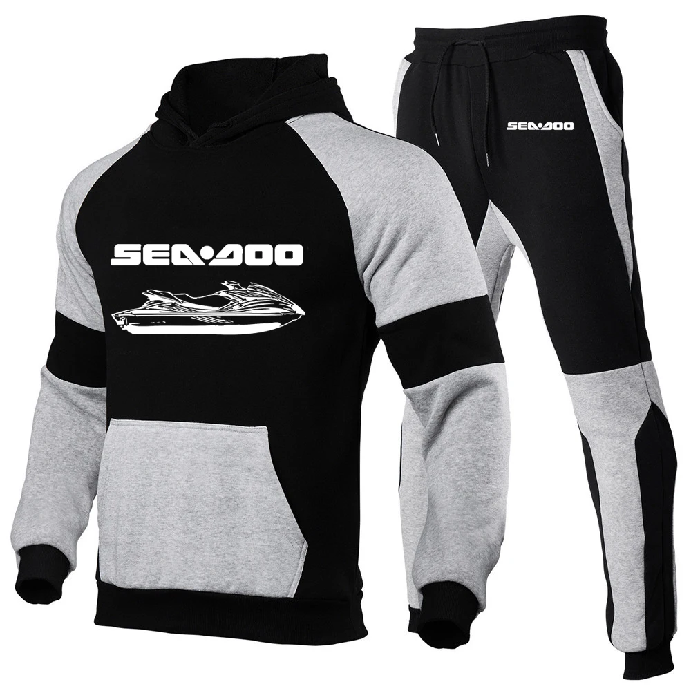 Sea Doo Seadoo Moto Uomo Nuova Moda Cotone Manica Lunga Splicing Felpe Abbigliamento Sportivo Tuta Pullover Pantaloni Due Tuta Da Jogging