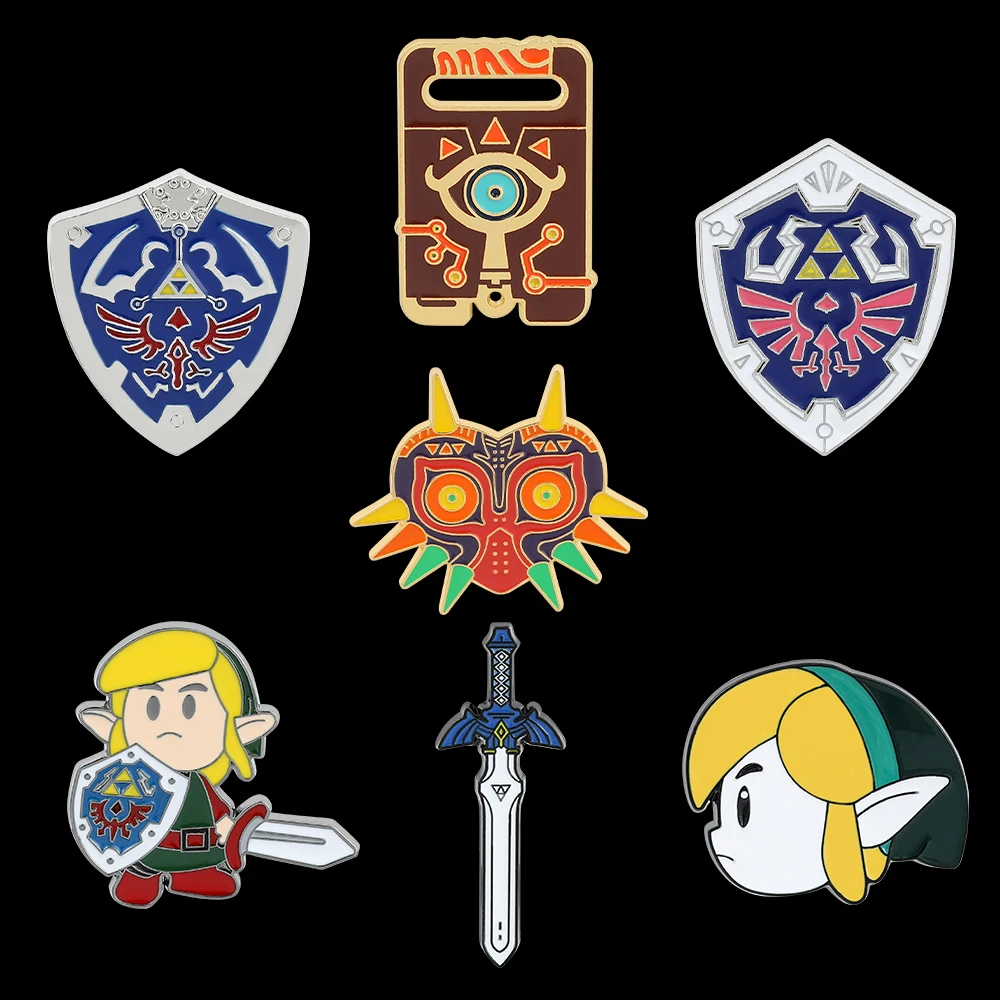 

Легенда о Зельде эмалевые булавки Game Zelda Badge Haley And The Shield брошь в форме меча для парня собирать ювелирные подарки