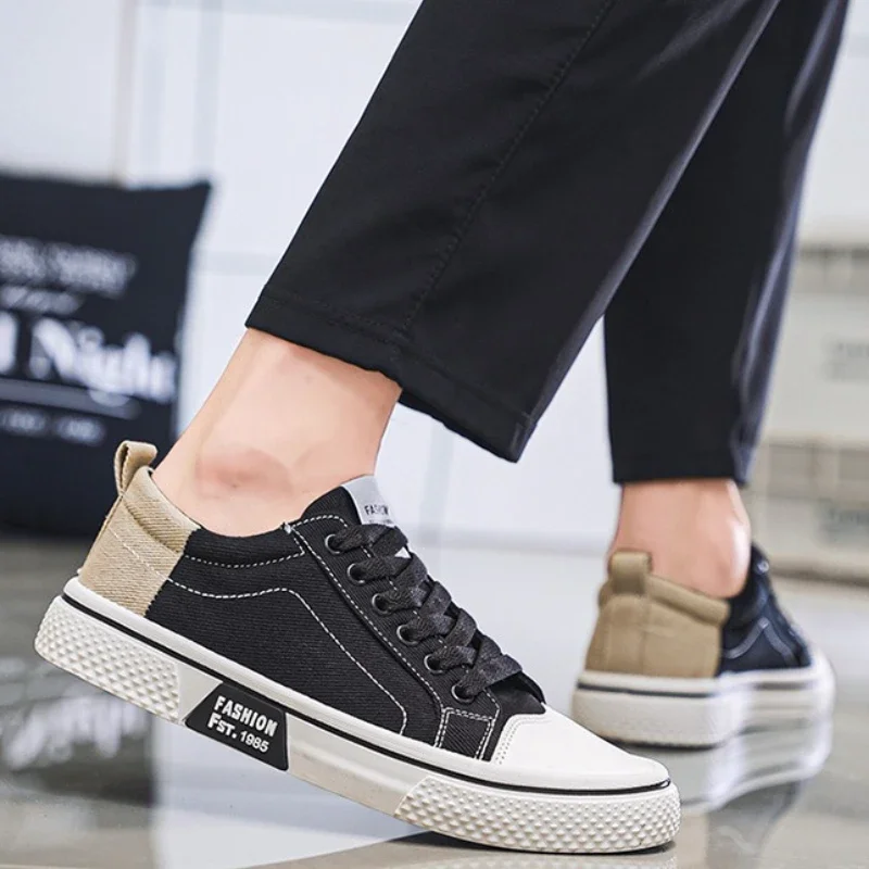 Mens Shoes 2025 New Mens Canvas Shoes Comfortable Plus Size 37-48 Skateboarding Shoes Wear Resistant Fashion Men Casual Sneakers - 5