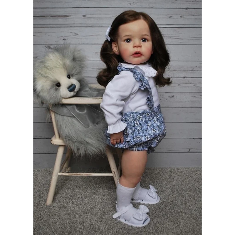 

24inch Reborn Toddler Lifelike Girl Doll Already Painted Finished Sandie Popular Lifelike Soft Touch 3D Skin Art Doll