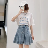 New Summer 2024 Plus Size Denim Skirt Women High Waist Pleated Large Size A Line Mini Jean Skirt Women Streetwear Saia Hot Sale - Image 3