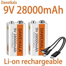  2023 9V 28000mAh Li-ion Rechargeable Battery Micro USB Batteries9 V Lithium for Multimeter Microphone Toy Remote Control KTV Use 