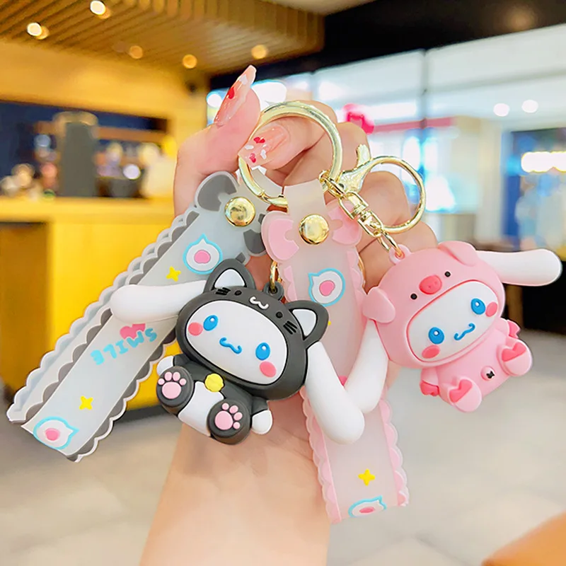 

Cartoon Sanrio Keychain PVC Dolls Anime Figure Toys Cute Cinnamoroll Car Keyring Backpack Pendant Accessories Christmas Present