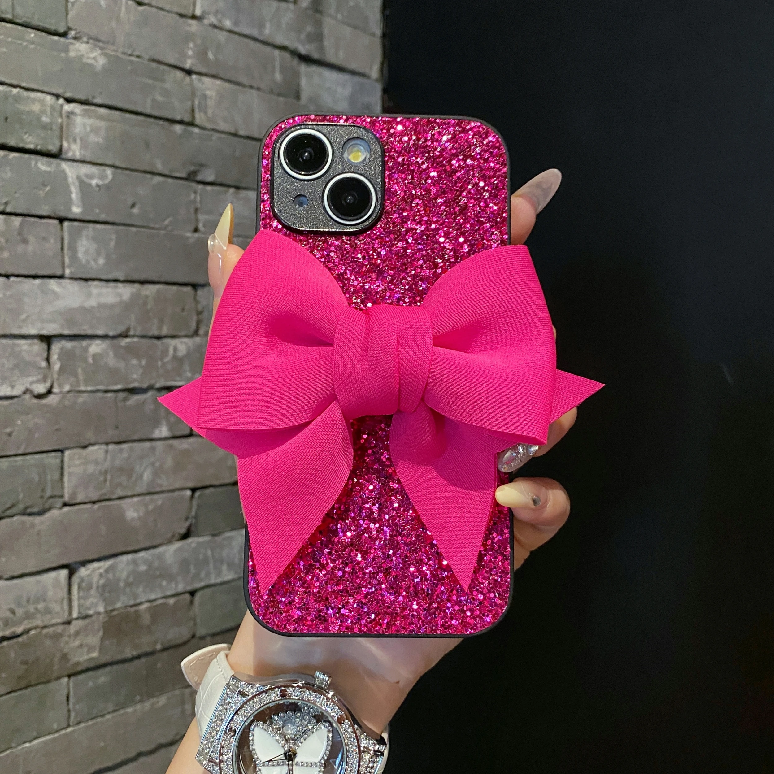 Cute 3D Bowknot Glitter Phone Case - Lovely Shockproof Soft Cover