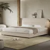 King Size Boucle Bed Frame, Upholstered Cloud Beds Frames with Headboard, Soft Platform Bed Frame with Thickened Footboard 1