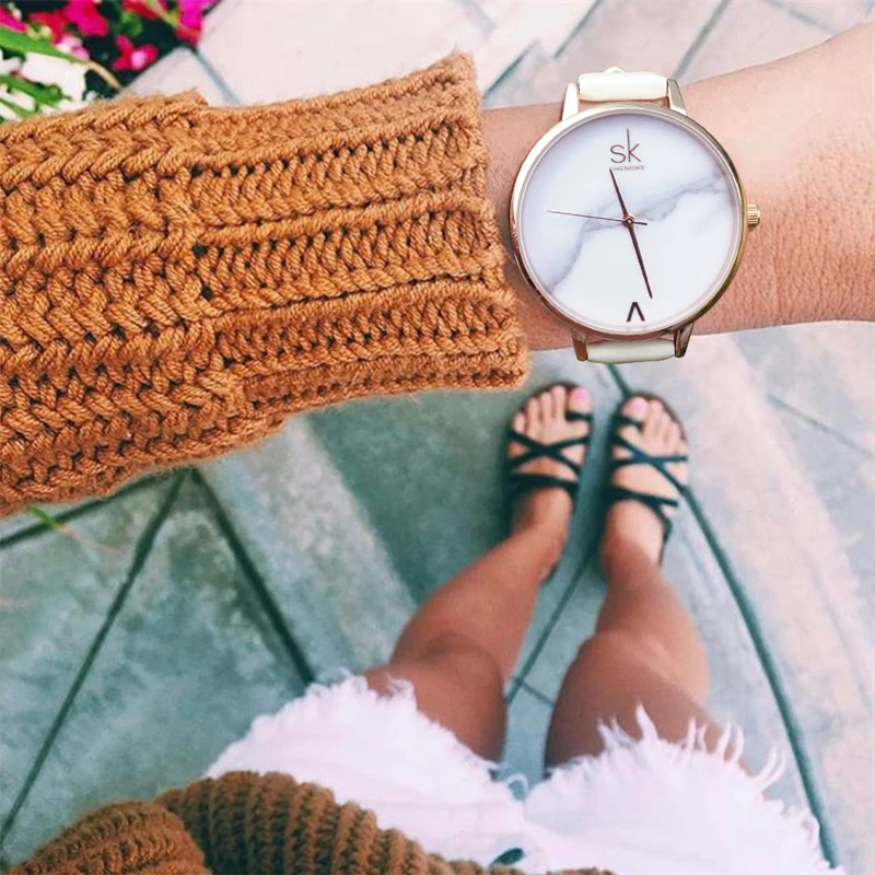 Shengke SK Top Watches Women Brand Leather Quartz Wristwatches Luxury Design Clock for Ladies Charm Flowers Dial Montre Femme 6