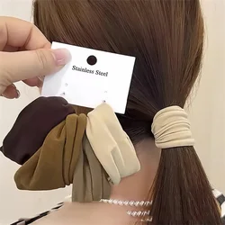 Set of 4 Solid Color Thick Hair Ties - Chic Fashion Scrunchies (1 khaki)