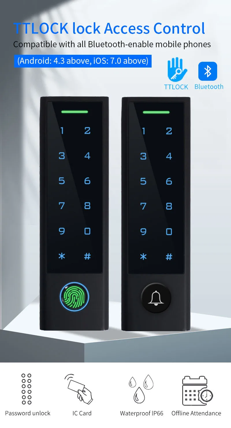 TTLOCK Bluetooth RFID Fingerprint Access Control Keypad Smart Phone Entry Waterp