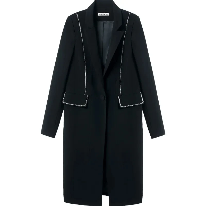 

2023 New Stylish Blazer Suit Coats Women's Spring Autumn Professional Large Size Long Blazers Windbreaker Black Suit Jackets 11