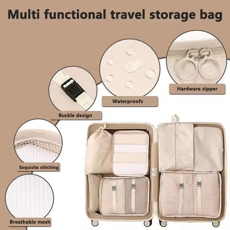 Travel Storage Bags 7/8/9-piece Set Digital Toiletries Shoes Clothes Organizer bag Suitcase Clothes Tidy Pouch Packing Cubes Set