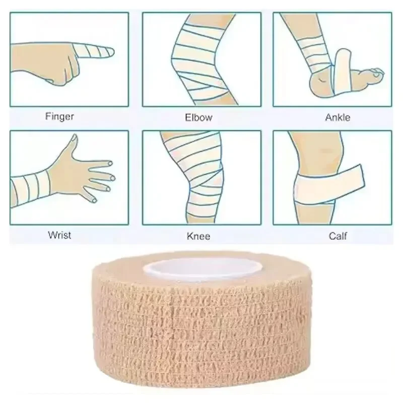 Self-Adherent Cohesive Bandage Wrap – Stretchable Skin Color Athletic Tape, Non-Woven Self-Adhesive Elastic Bandage