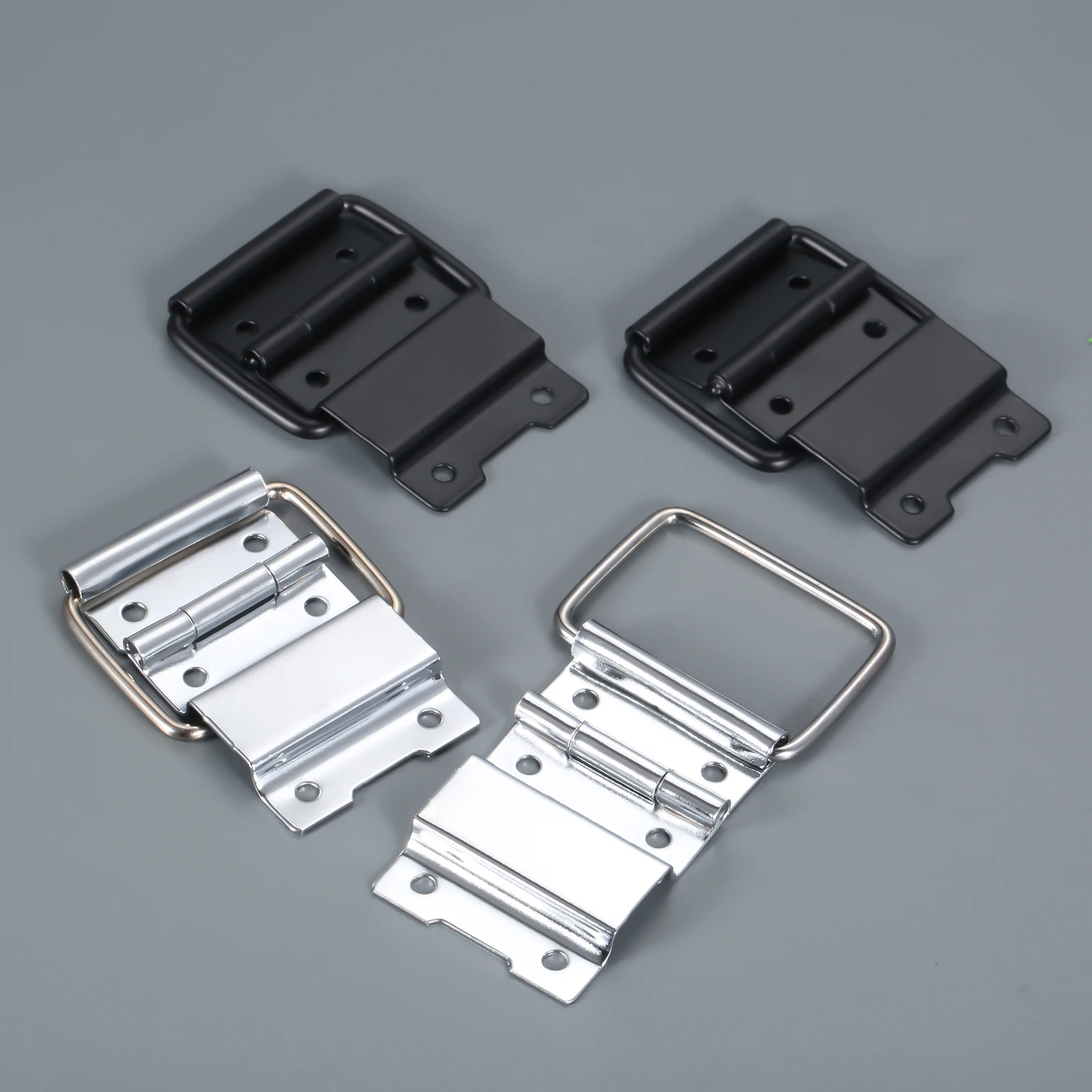 Cabinet Hinges 2Pcs Sliver/Black Flight Case Doors Tool Boxes Lockers Support Hinge Suitcase Fitting Air Box Accessories 6 Hole
