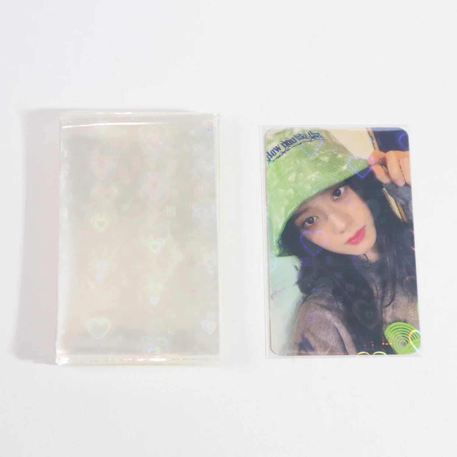100ct Sweet Heart Foil Spark Shining Laser Clear Photo Holo Card Sleeves Korea KPOP Holographic Protector TCG Shield Cover |