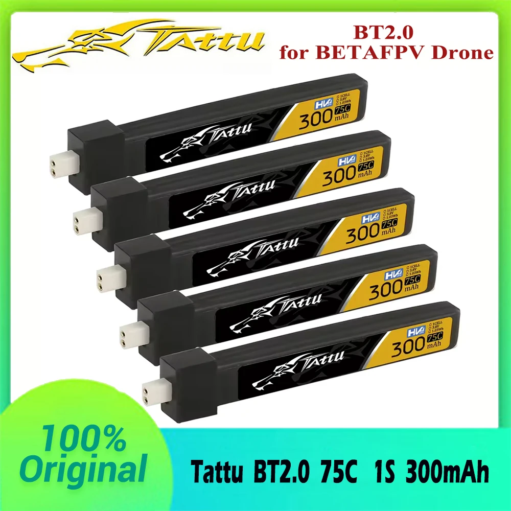 LiPo Battery Tattu BT2.0 300mAh 1S 75C 3.8V LiPo Battery For Betafpv Air65 Meteor65 Pro RC Helicopter Quadcopter FPV Racing Drone Parts