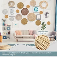 Set of 16 Hanging Woven Baskets Boho Handmade Wall Decor Round Rattan Straw Seagrass Baskets for Living Room/Kitchen/Bedroom 2