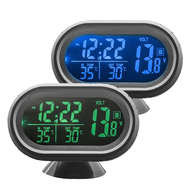 Car Vent Thermometer Voltimetro Digital Time Clock Thermometer