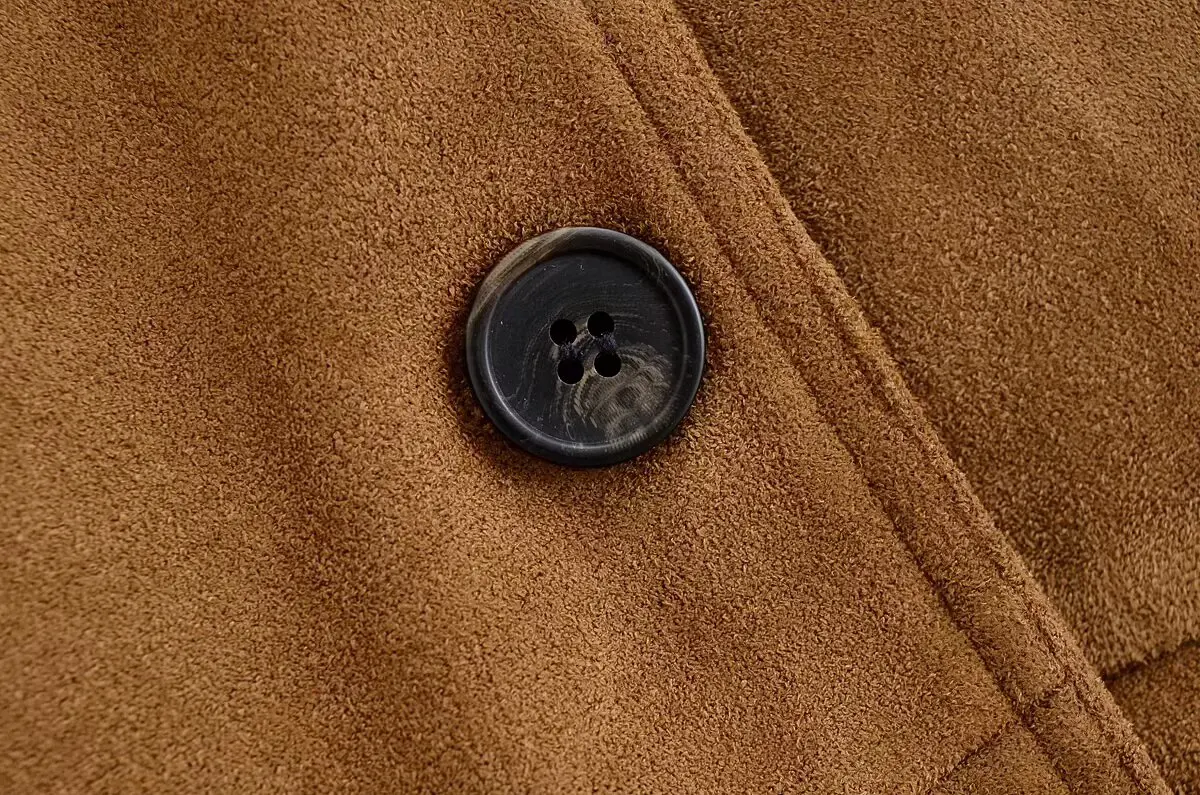 Women Spring Autumn Suede Long Coat  Femaleturn-Down Collar Single Breasted Long Sleeve Overcoat Lady Elegant Outwear Streetwear