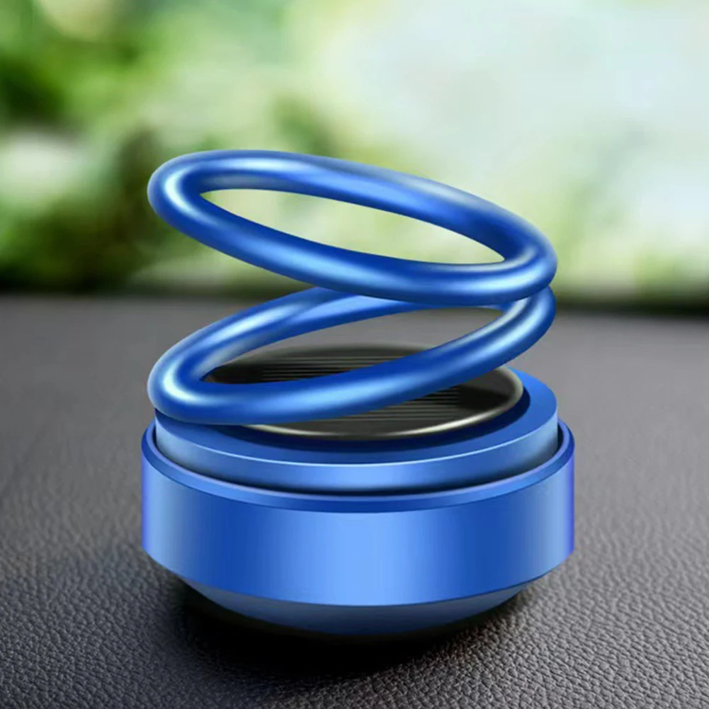 Solar Powered Aromatherapy Diffusers Portable Double Ring Car Perfume Rotating Suspension Car Decoration Accessories