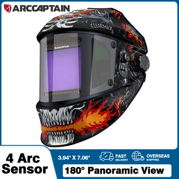 Maschera per saldatura con oscuramento automatico ARCCAPTAIN con 180 °   Casco per saldatura True Color con sensore ad arco 4 con vista laterale 1/1/1/1 per ARC MIG TIG CUT