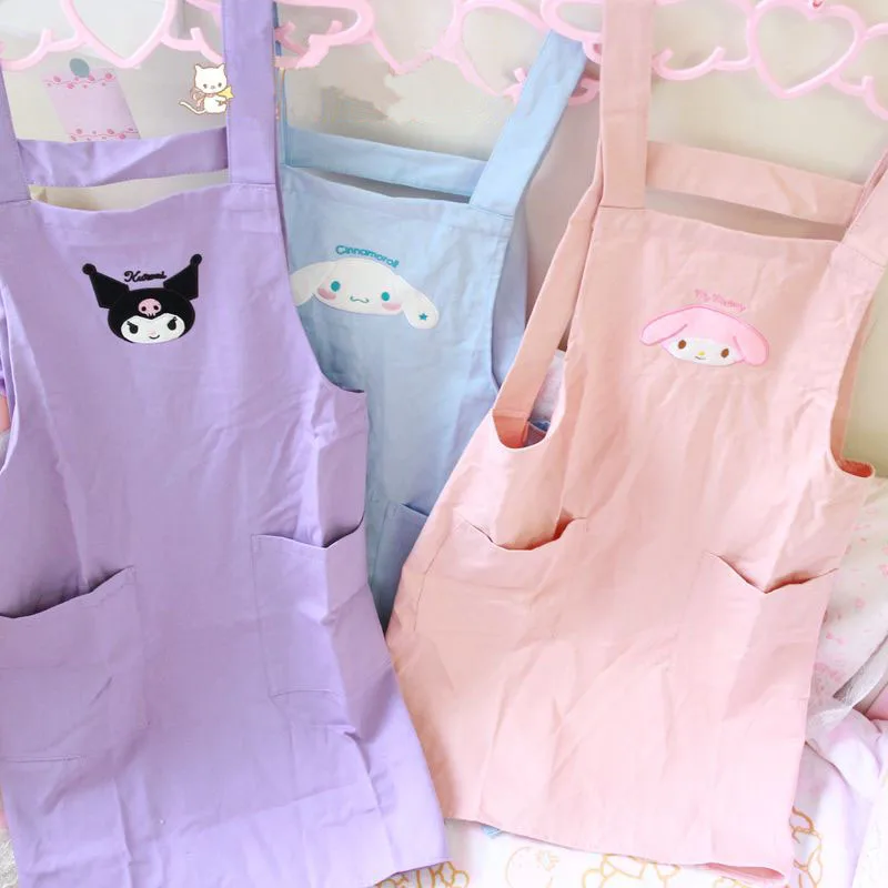 Kawaii Cinnamoroll Kuromi My Melody Girl Heart хлопковая моющаяся ткань фартук для дома аниме Sanrioed