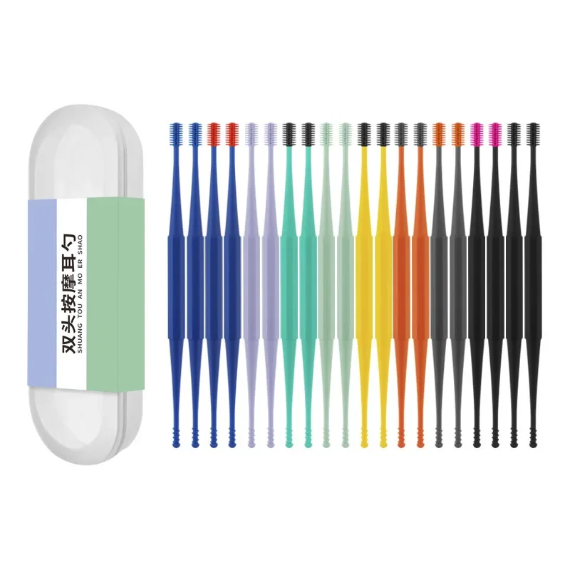 Ear Cleaner Wax Removal Tool Ear Spoon Reusable Earpick Double Head Spiral Soft Silicone Earwax Remover Ear Scoop Cleaning Tool