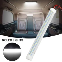 Barre lumineuse LED 108 auto adhésive pour toit de voiture, 12V, lampe d'urgence pour réparation de voiture, caravane, bateau, camping Car 