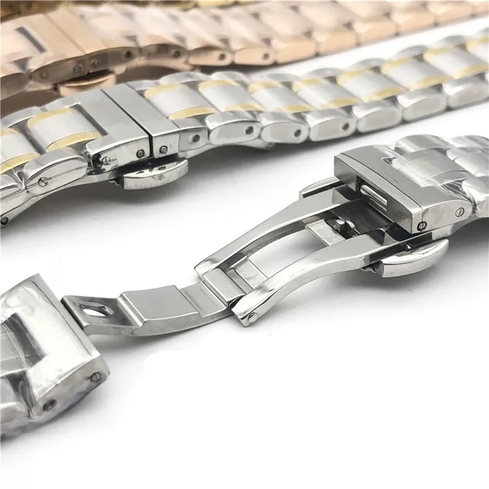 Universal Solid Stainless Steel Watch Band - Adjustable Metal Wristband Bracelet