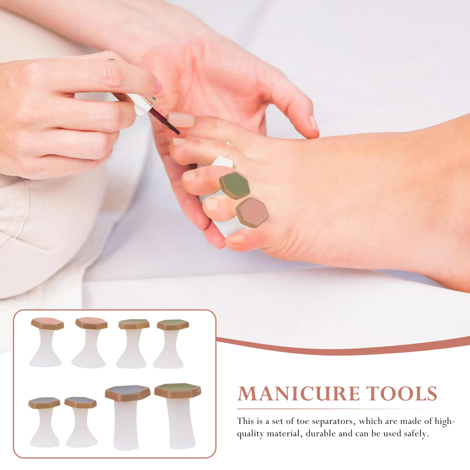 8 Pcs Toe Separators Pedicure Silica Gel Protector Toenail Dividers Reusable Washable Non Deformable Foot Care Spa Tools