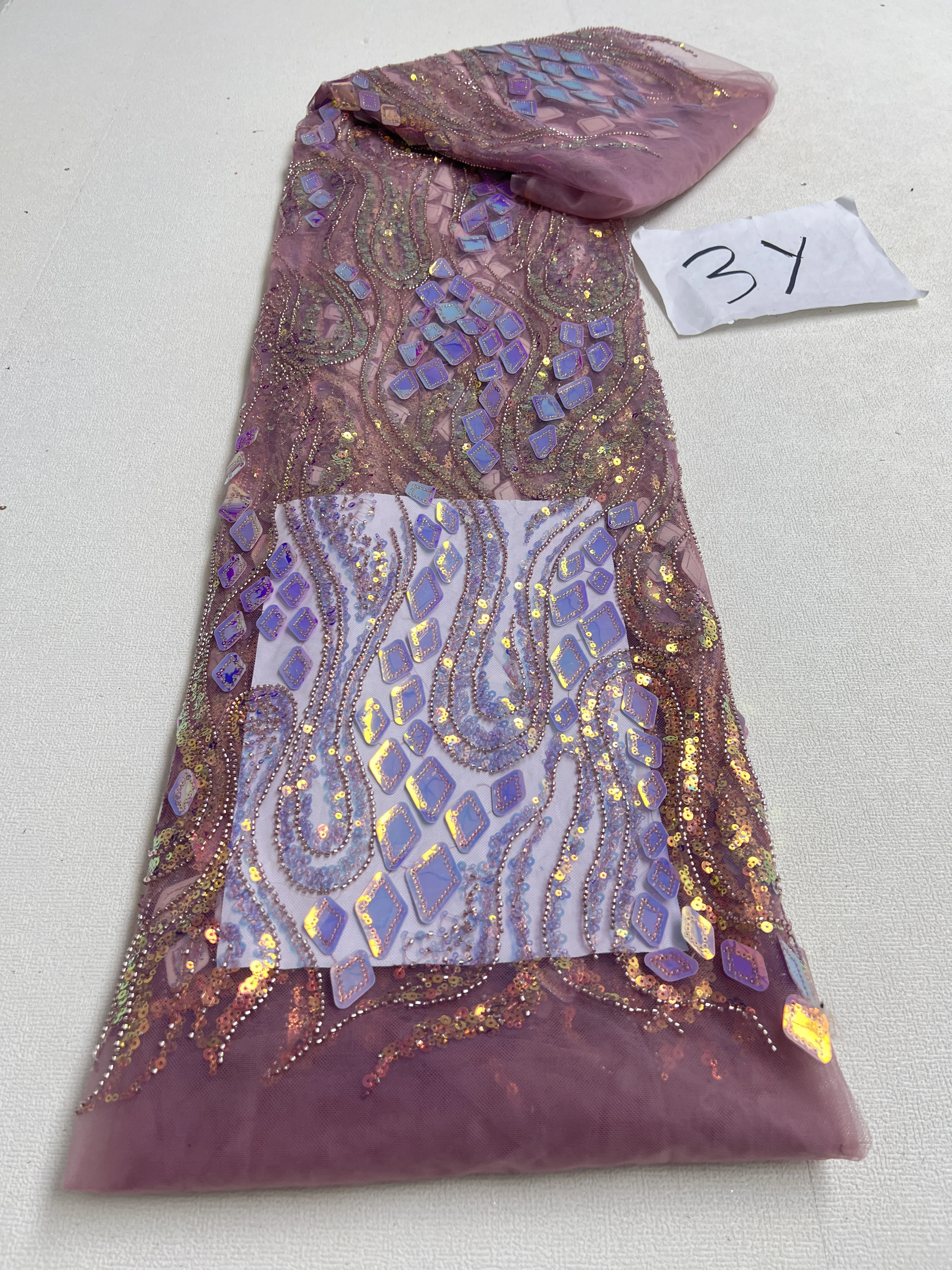 Sequins Jacquard Groom Lace Fabric 3 Yards For Wedding Dress