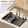Waterfall Sink Kitchen Sink Stainless Steel Dishwashing Basin Multi-Function Large Single Tank Kitchen Novel Kitchen Accessories 2