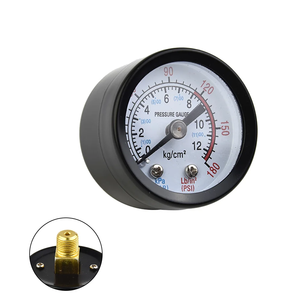 

1pc Compressor Gauge For Air Compressor Manometer Pressure Gauge 0 ~ 180 PSI 13mm Double Scale Gauge Iron Shell