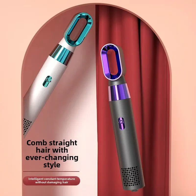 Hair Dryer Hot Comb Set 3 in 1 Mini Hot Air Comb Multi-function Hair Styling Brush Automatic Straightener Curler