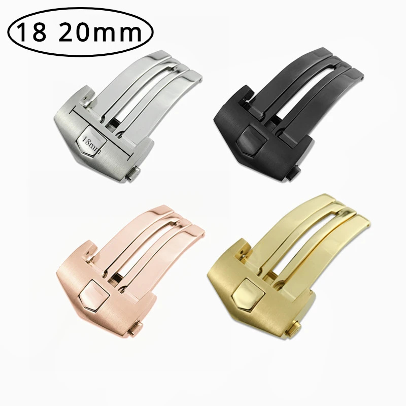 Accessori Per Orologi 18 20Mm Per Tag Heuer Carrera Series Strap Man Watch Fibbia A Farfalla In Acciaio Inossidabile Da Uomo In Vera Pelle