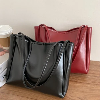 Borsa tote alla moda Borsa tote semplice femminile Temperamento Borsa da pendolarismo a spalla in PU di grande capacità per lo shopping