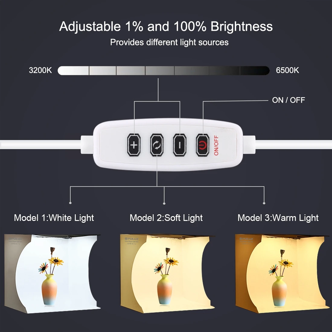 PULUZ 30cm Folding Portable Ring Light Board Photo Lighting Studio Shooting Tent Box Kit with 6 Colors Backdrops