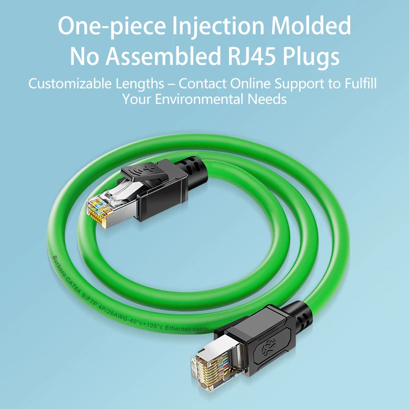 Enhanced Industrial Ethernet Cable - Short Cat6a SFTP, Nylon, 10Gbps Rated, Oil-Resistant for Railway and Factory Automation Applications