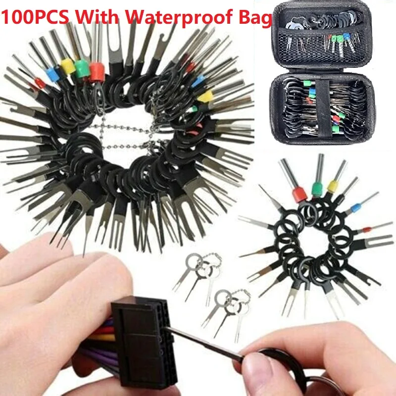 100PCS Terminal Ejector Kit Tools With Waterproof Bag Wire