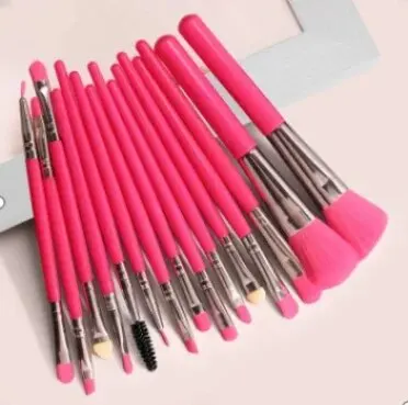 Makeup Brush Set 20-Piece Professional Loose Powder Eyeshadow Brushes Student White Handle Black Tip Champagne Gold Tube