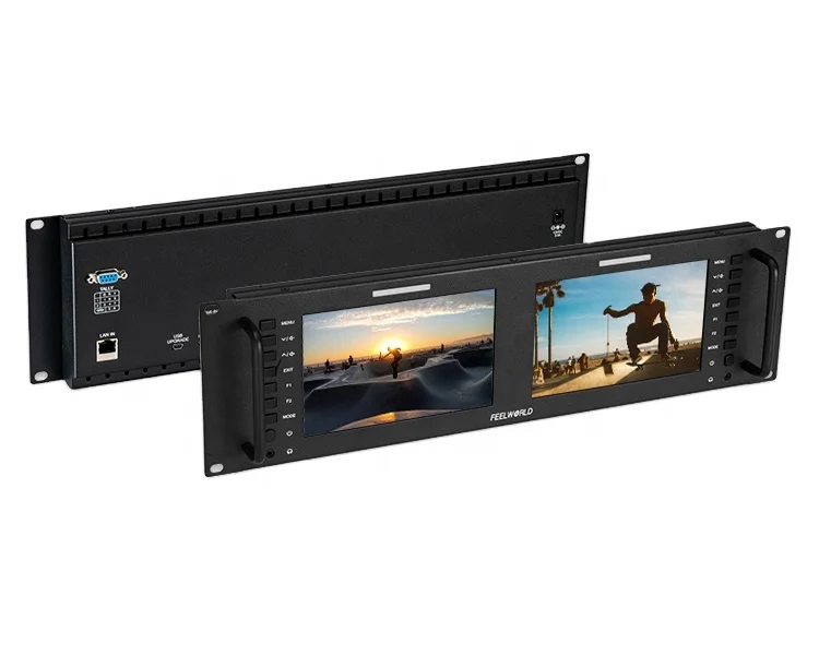 D71 플러스 듀얼 7 인치 3RU 랙 마운트 모니터, 4K HDMI SDI 1920x 1200IPS