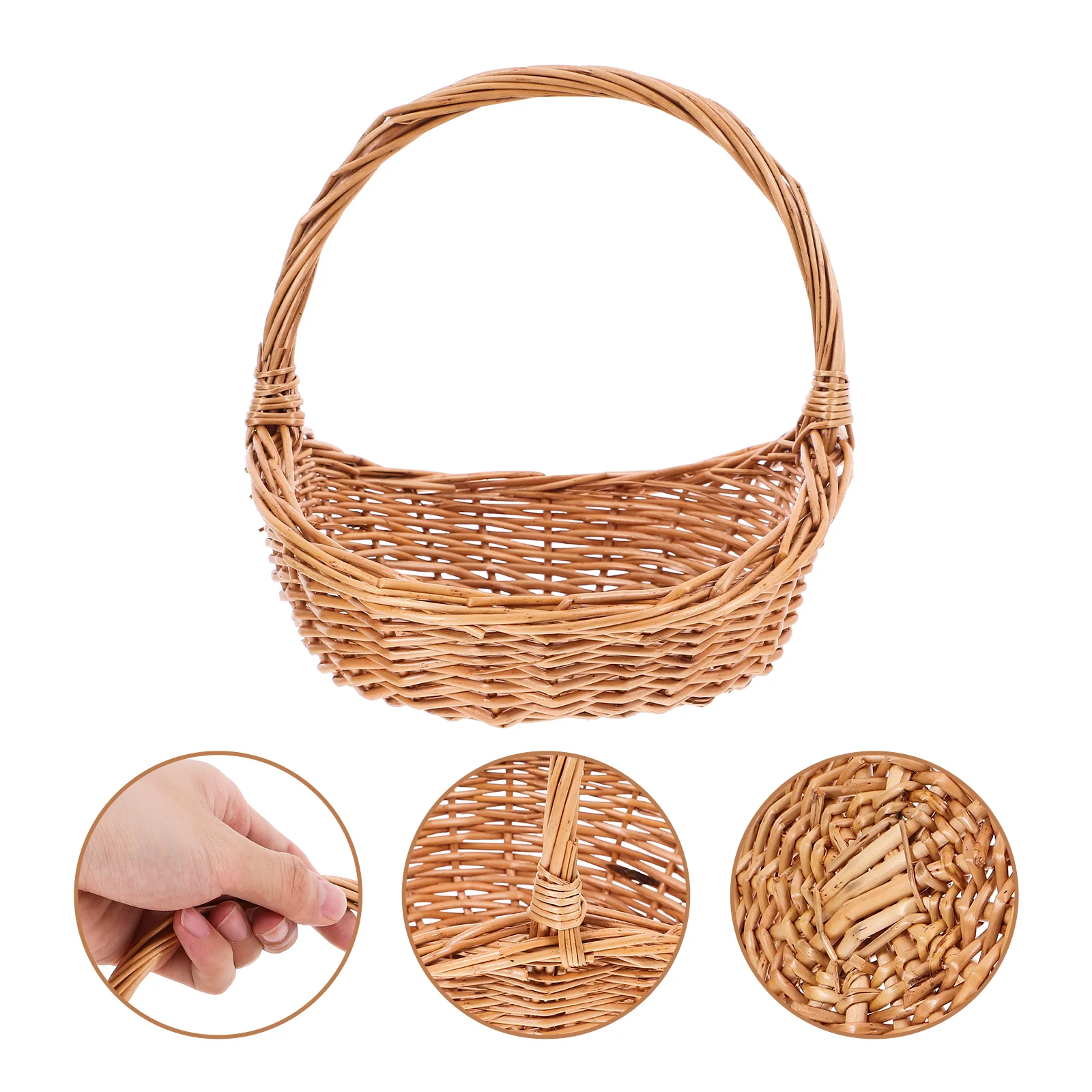 

Wicker Woven Basket Willow Gift Basket Fruit Picnic Easter Candy Serving Basket Handles Rattan Food Storage Basket Wedding