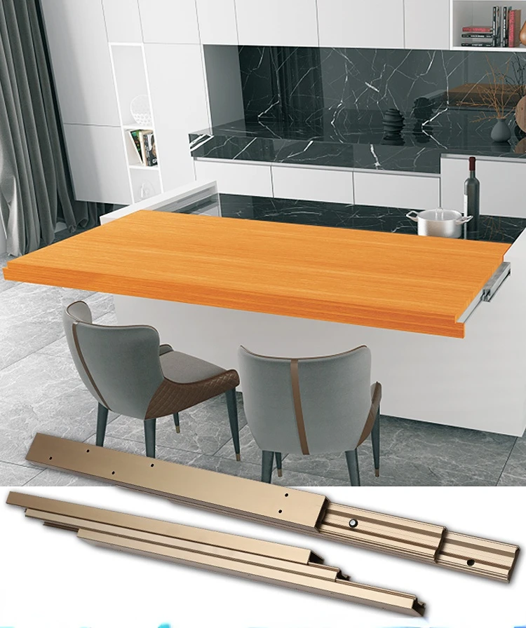 모든 알루미늄 합금 오픈 키친 아일랜드 테이블 슬라이드 레일 확장 테이블 바, 측면 장착 슬라이딩 윈도우 가이드 레일 