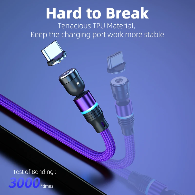 Magnetic USB-C Charging Cable - 540° Rotation | Available in 1M, 2M, 3M Lengths