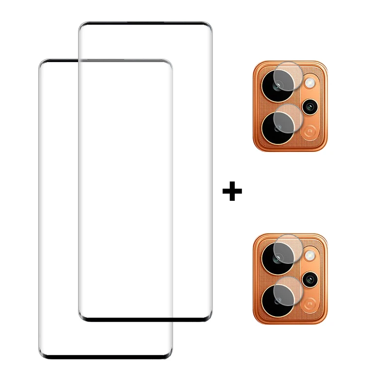 Full Cover Tempered Glass Screen Protector with Camera Lens Film