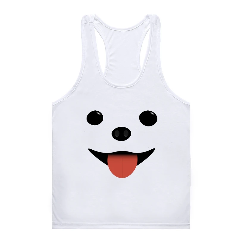 

Kawaii Cartoon Dog Face Printed tank Gym t-tank top menNew Fashion Women tank Gym t-tank top menFemale Cute Graphic tank top men