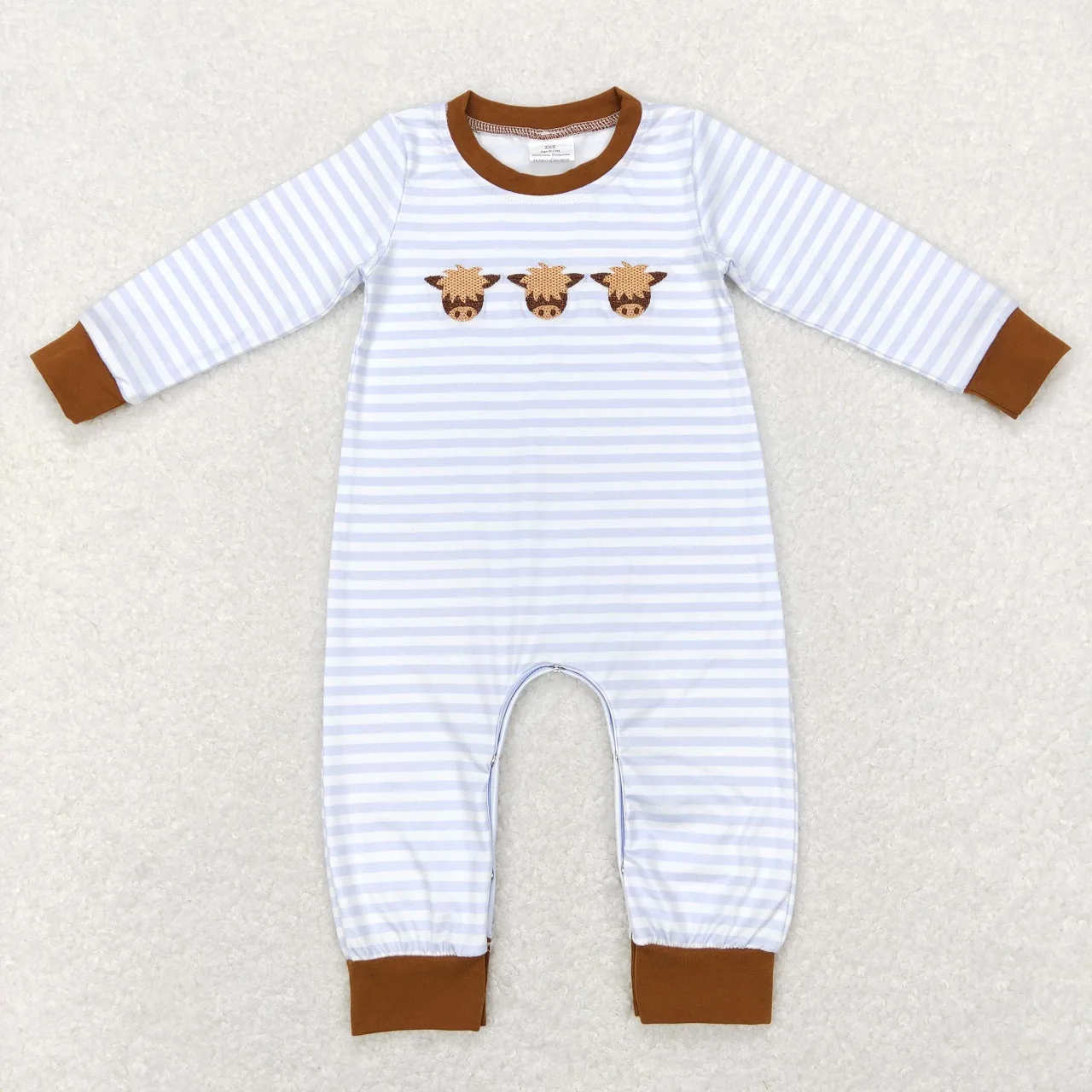 

Wholesale Toddler Western One-piece Romper Newborn Coverall Bodysuit Long Sleeves Embroidery Cow Stripes Baby Boy Kids Jumpsuit